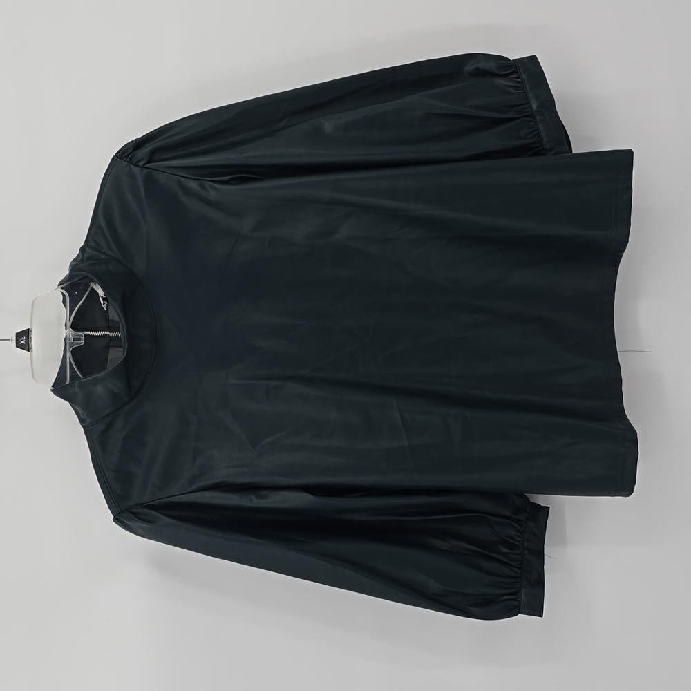 Calvin Klein Green Faux Leather Blouse Size L